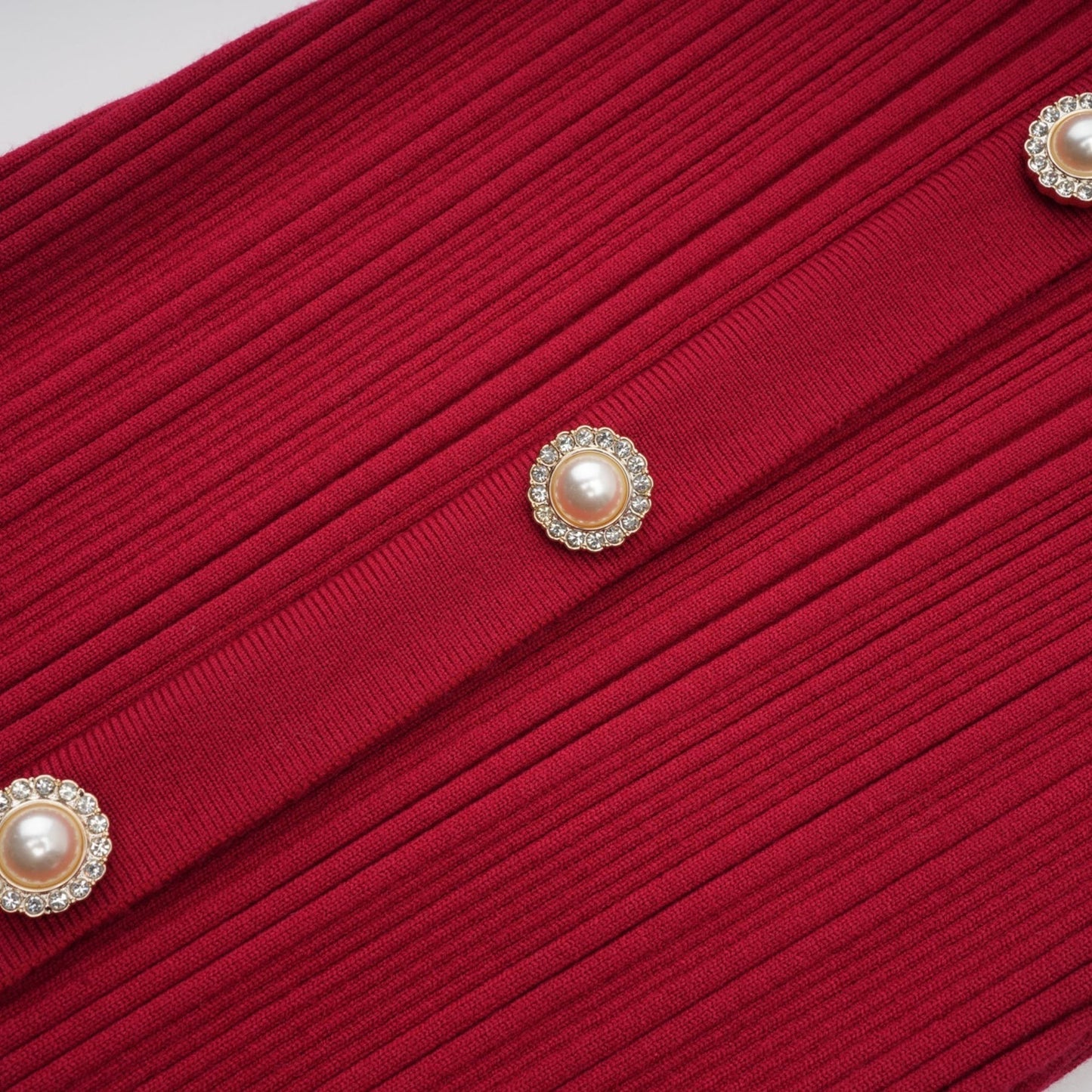 Anaxarete red embellished knitted midi dress