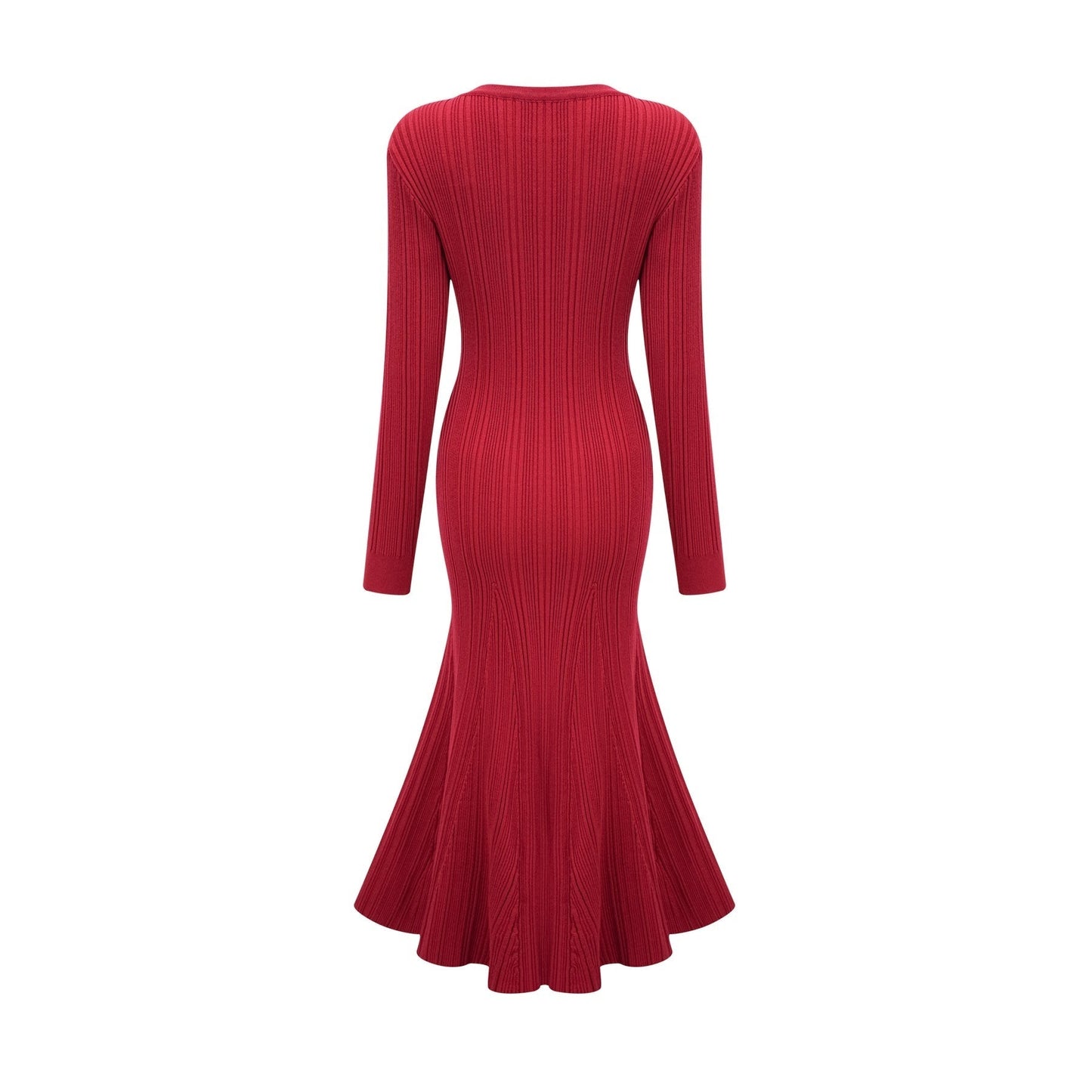 Anaxarete red embellished knitted midi dress