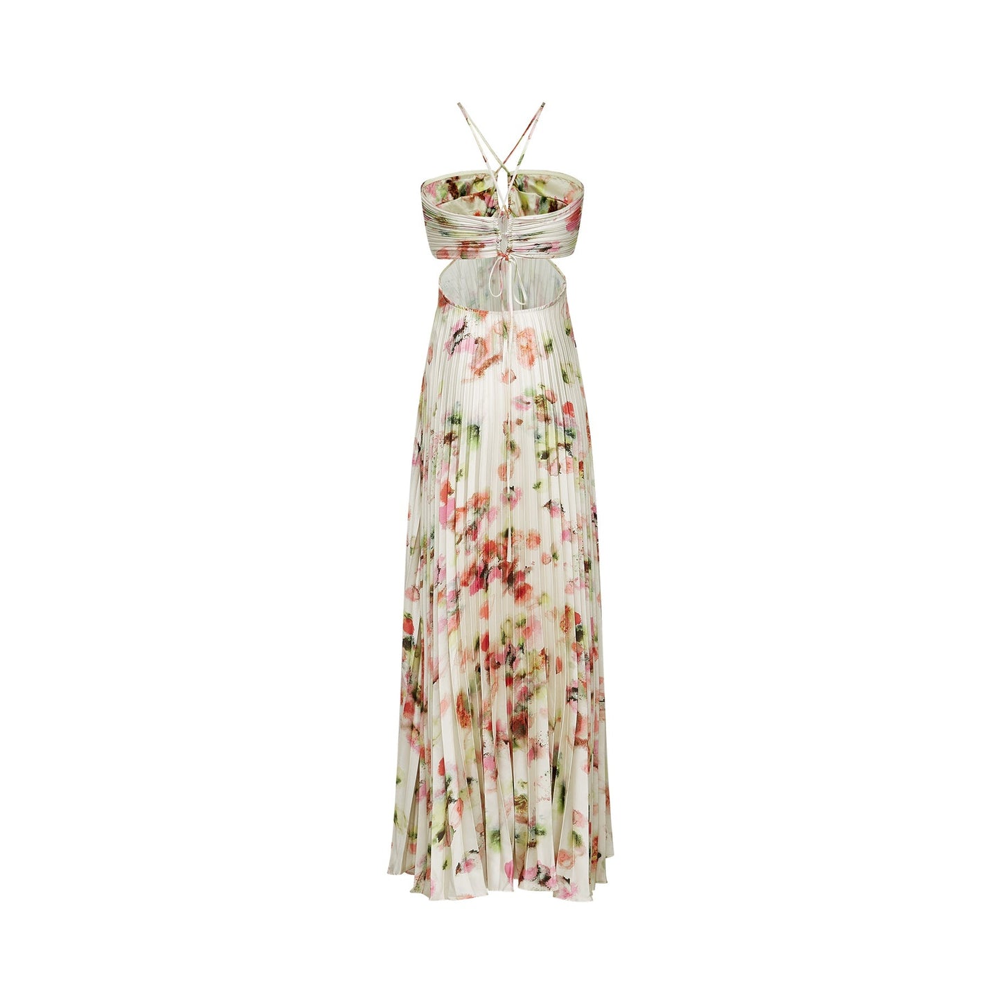 Andréa cutout floralprint pleated maxi dress