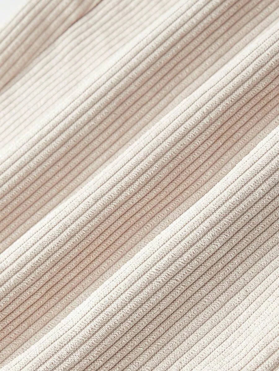 Apricot Corduroy Stripe Wide Leg Pants Versatile And Comfortable Autumn Clothing Back To School