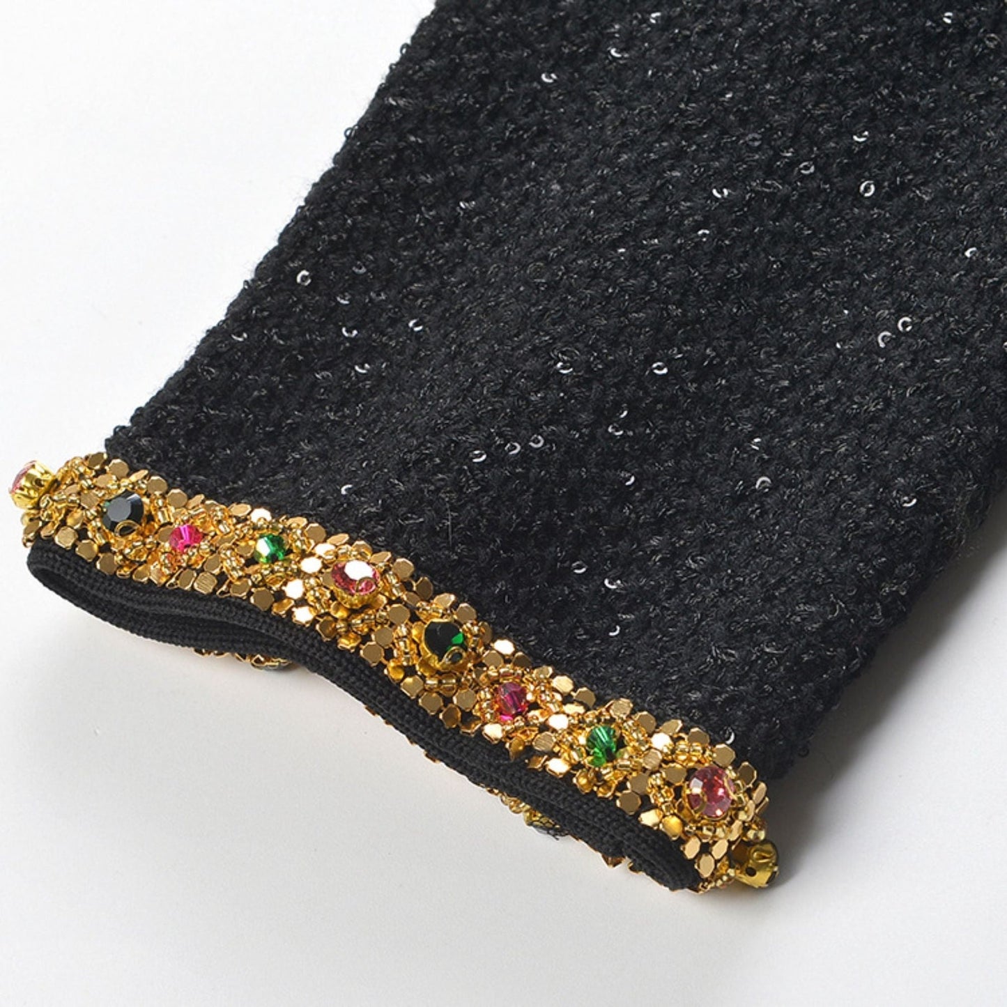 Ariane black sequined tweed jacket skirt matching set