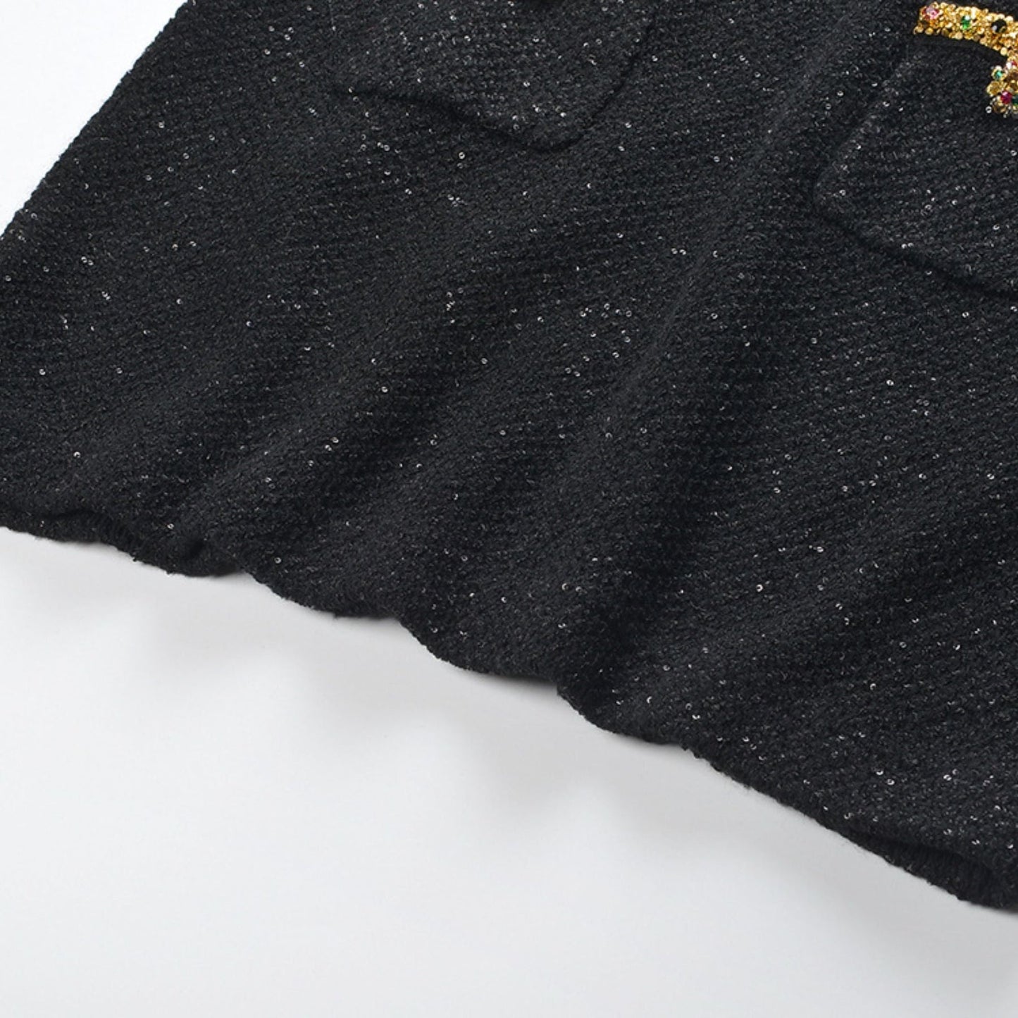 Ariane black sequined tweed jacket skirt matching set