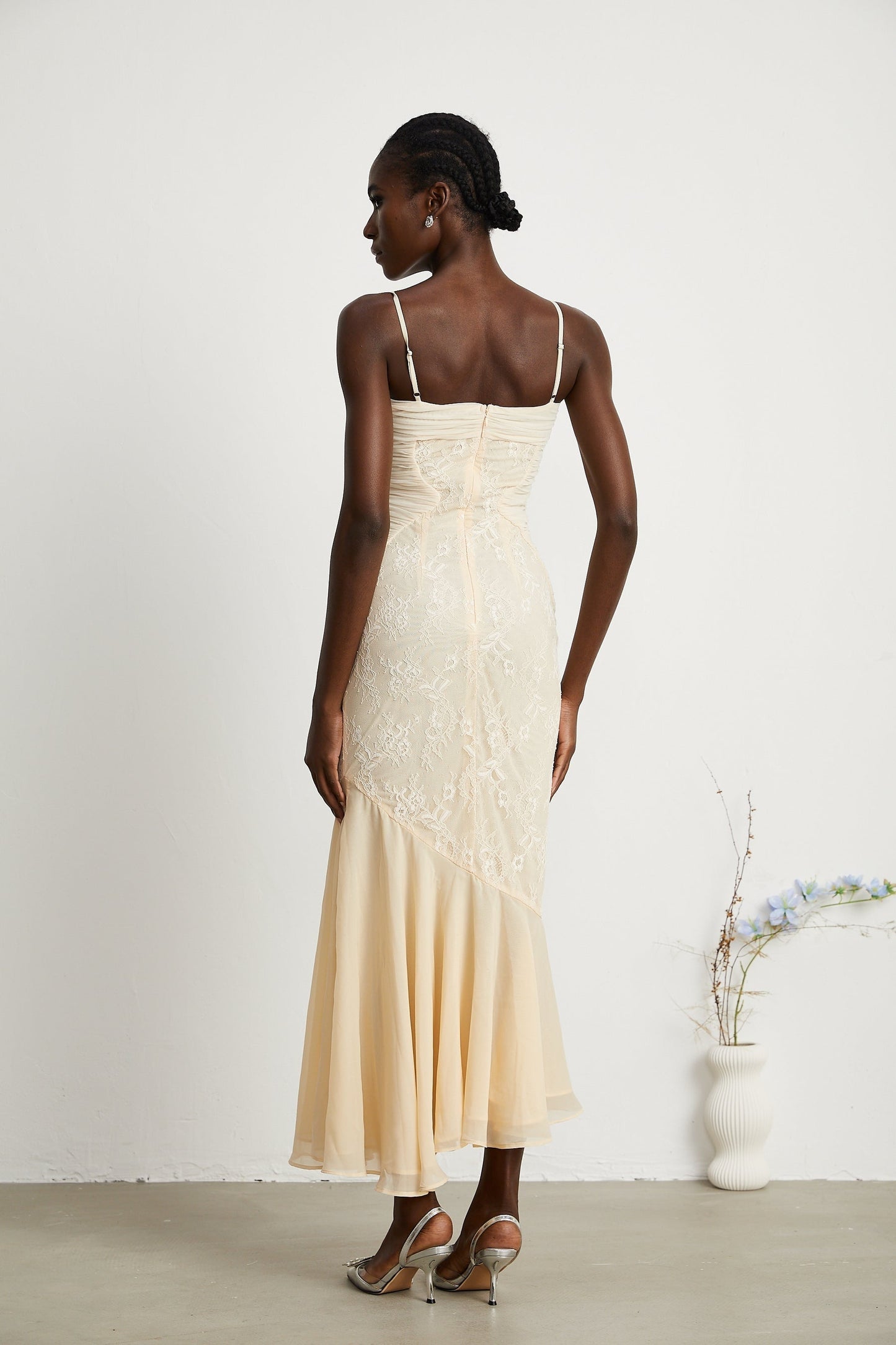 Audrey chiffon lace midi dress