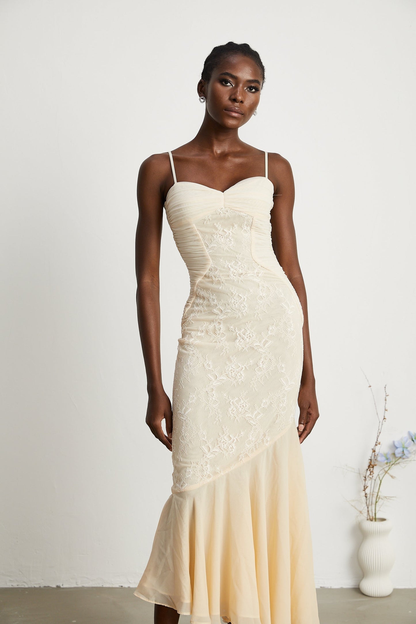 Audrey chiffon lace midi dress