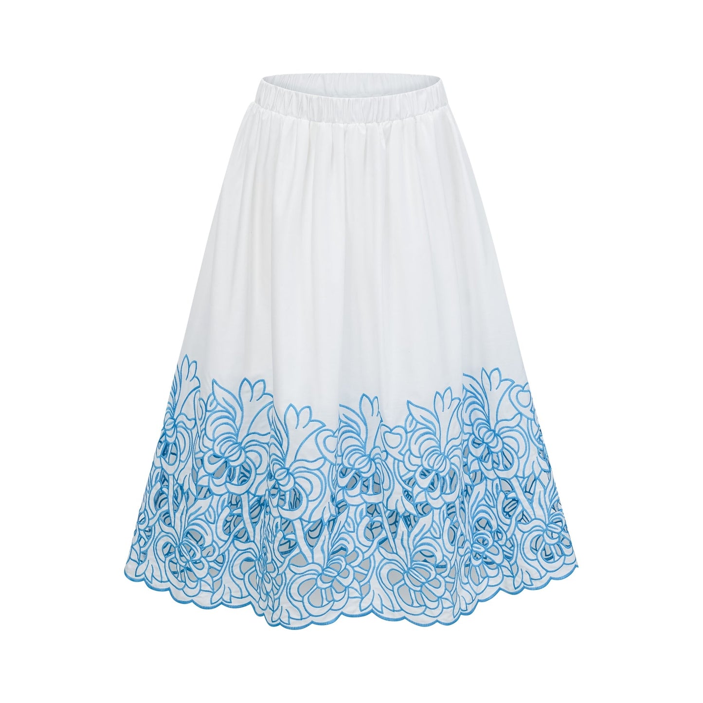 Aurore blue cutout embroidered top skirt matching set