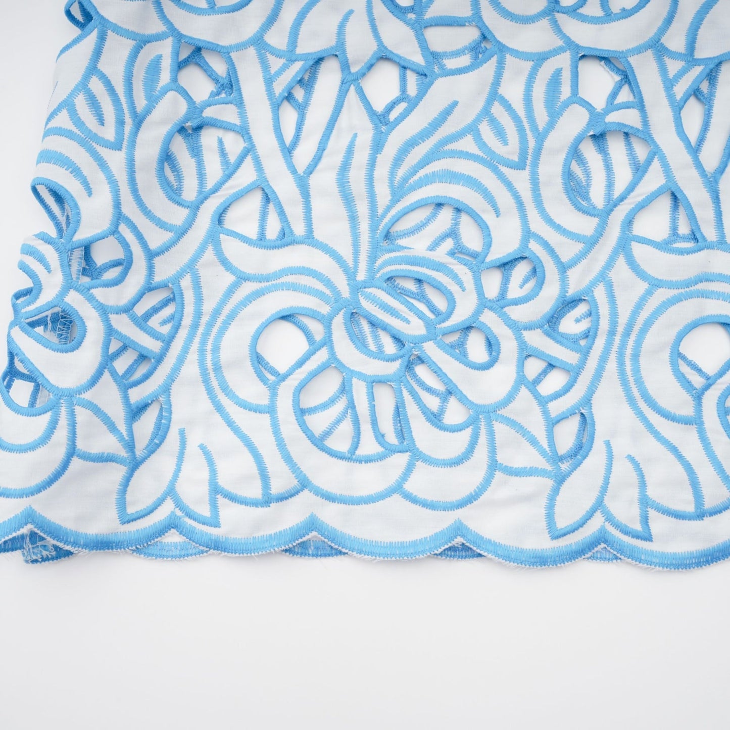 Aurore blue cutout embroidered top skirt matching set
