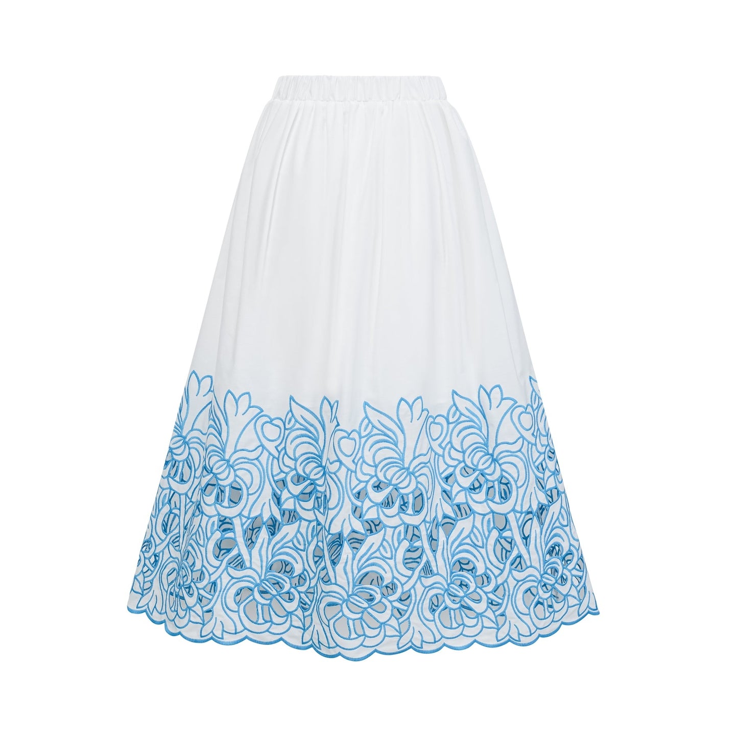 Aurore blue cutout embroidered top skirt matching set