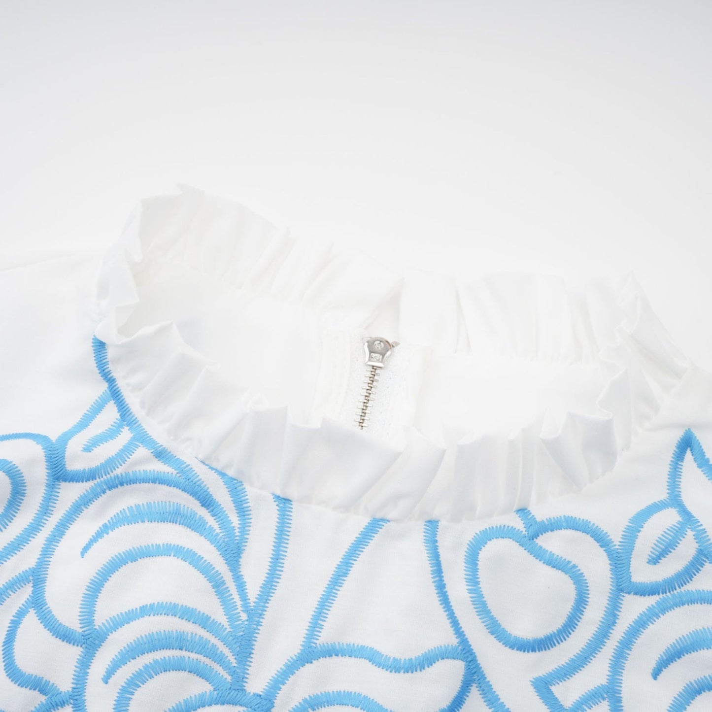 Aurore blue cutout embroidered top skirt matching set
