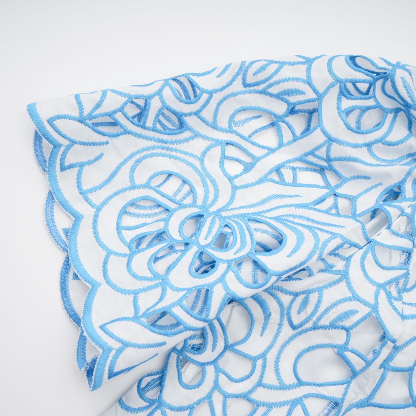 Aurore blue cutout embroidered top skirt matching set