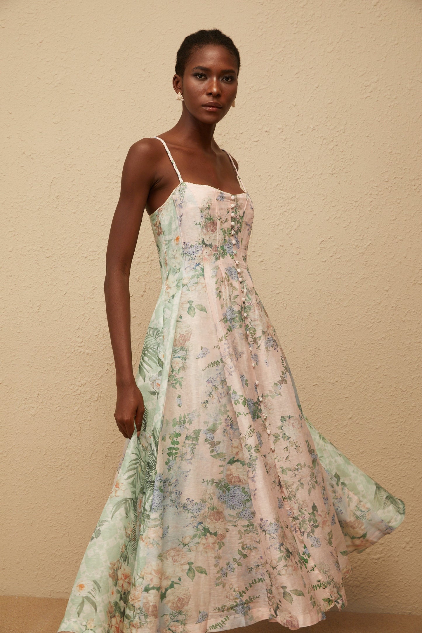 Aurore Pink Floral Print Maxi Dress