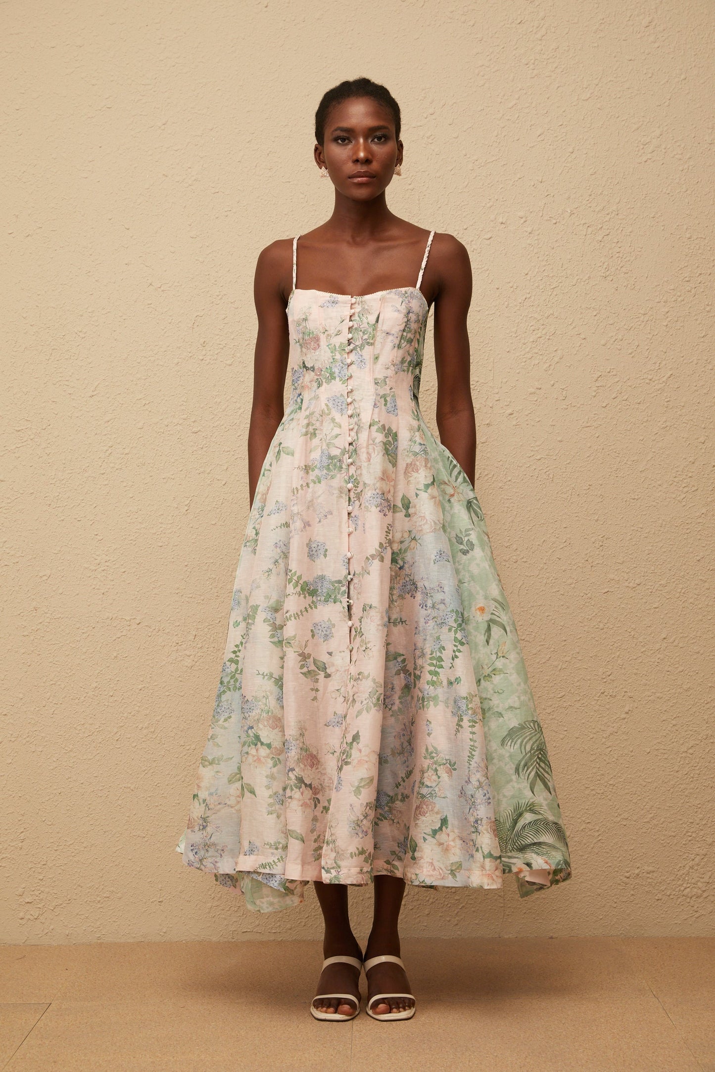 Aurore Pink Floral Print Maxi Dress