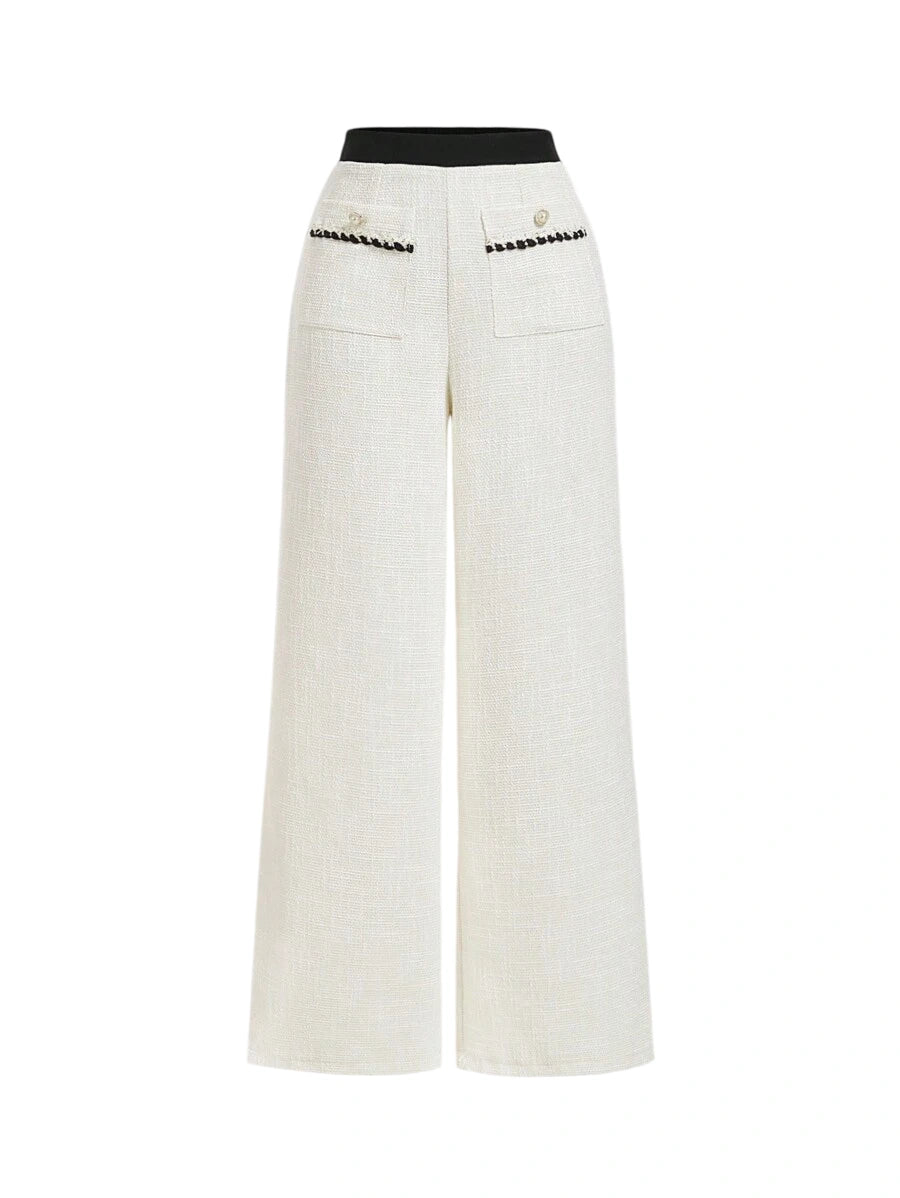 Autumn Casual Retro LaceUp Front SplicedWideLeg Pants Winter Trousers Elegant Trousers Going Out