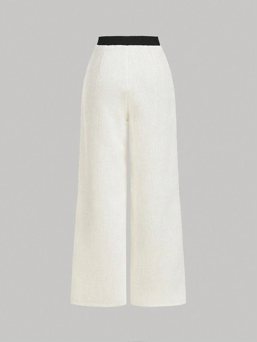 Autumn Casual Retro LaceUp Front SplicedWideLeg Pants Winter Trousers Elegant Trousers Going Out