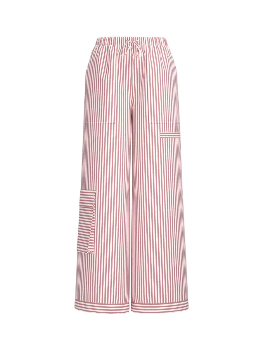 Ballet Summer Bow Pink Striped Pocket Overalls Pants