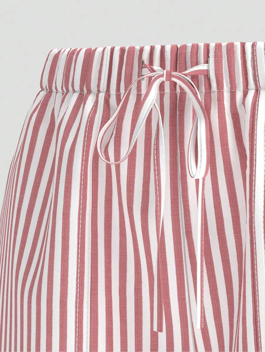 Ballet Summer Bow Pink Striped Pocket Overalls Pants