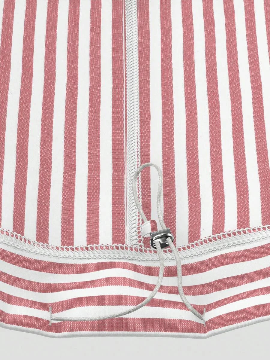Ballet Summer Bow Pink Striped Pocket Overalls Pants