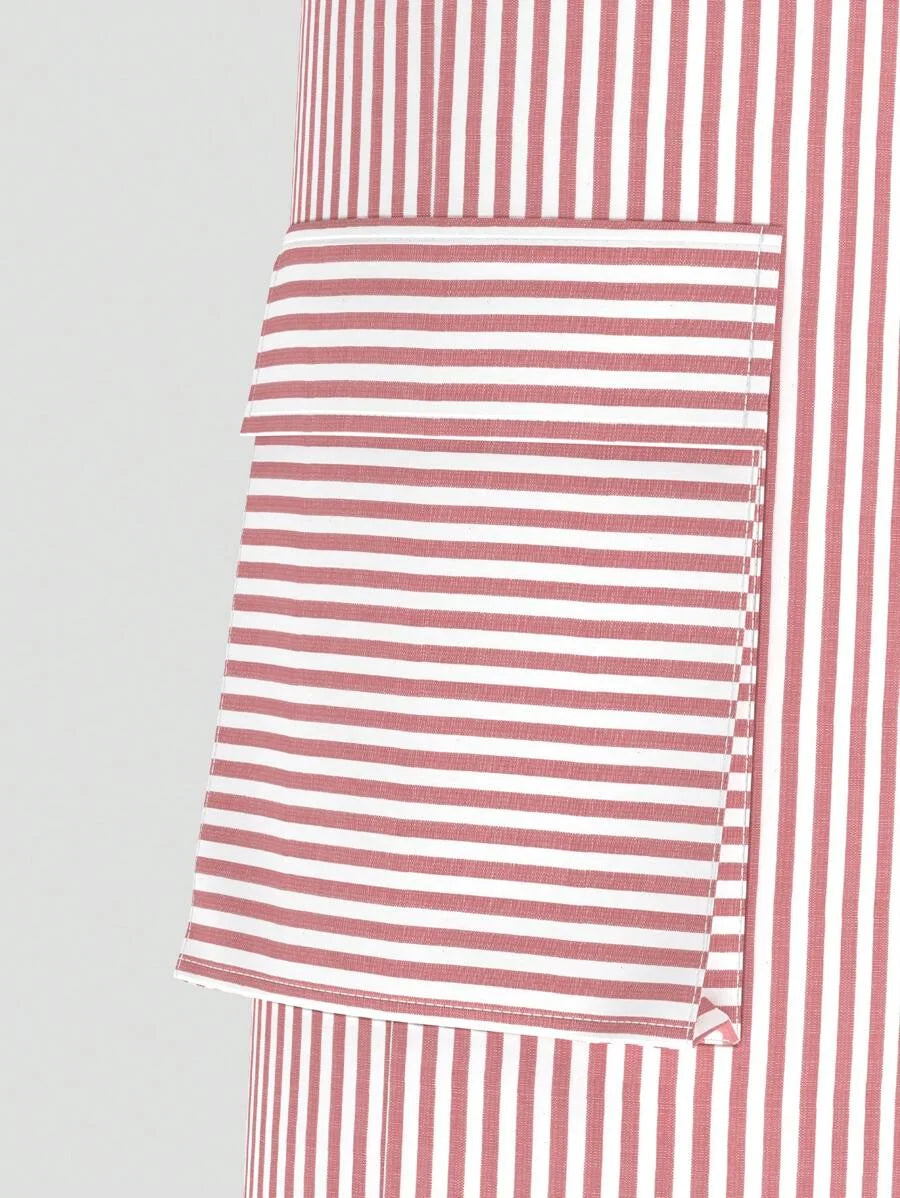 Ballet Summer Bow Pink Striped Pocket Overalls Pants