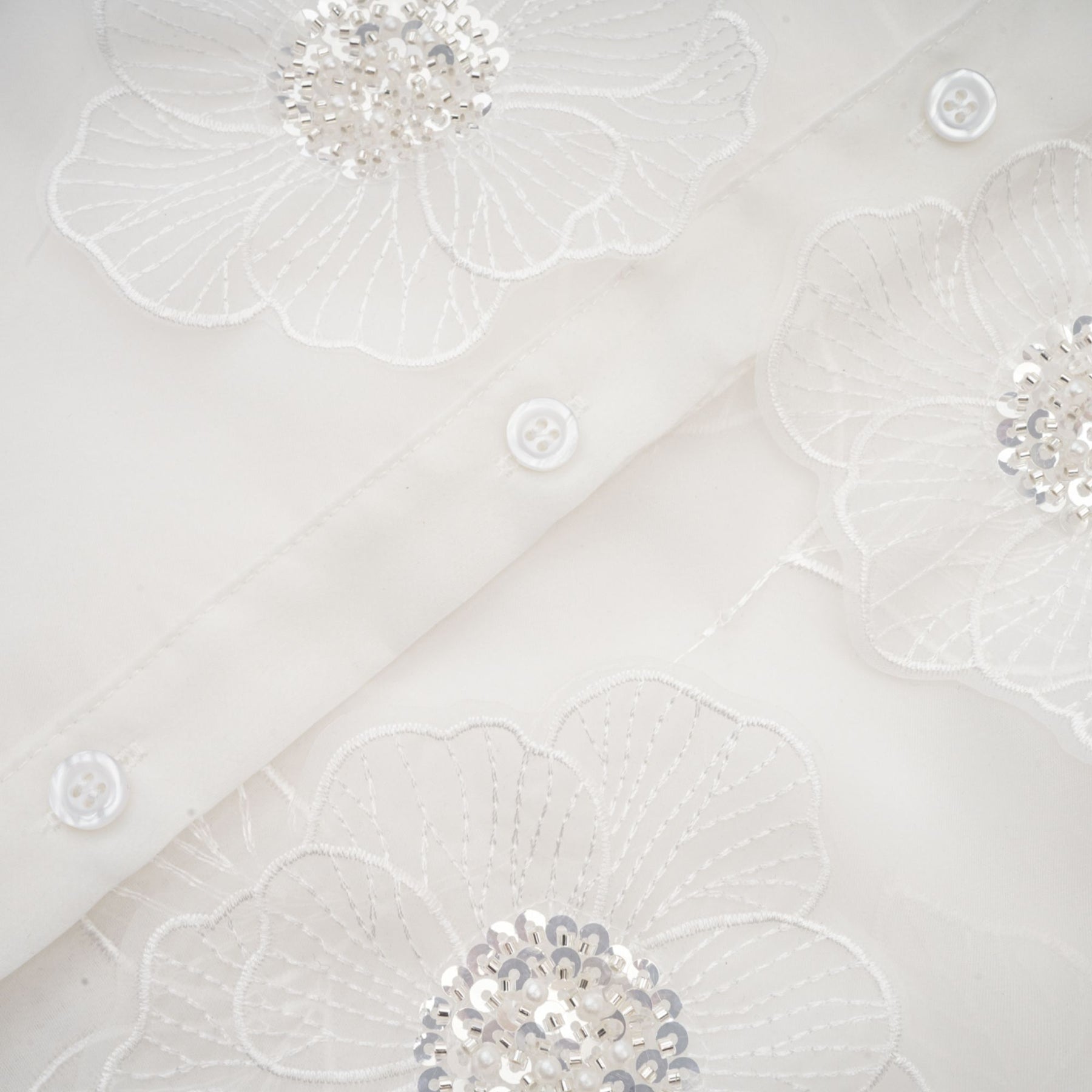 Béatrix white embellished semisheer shirt