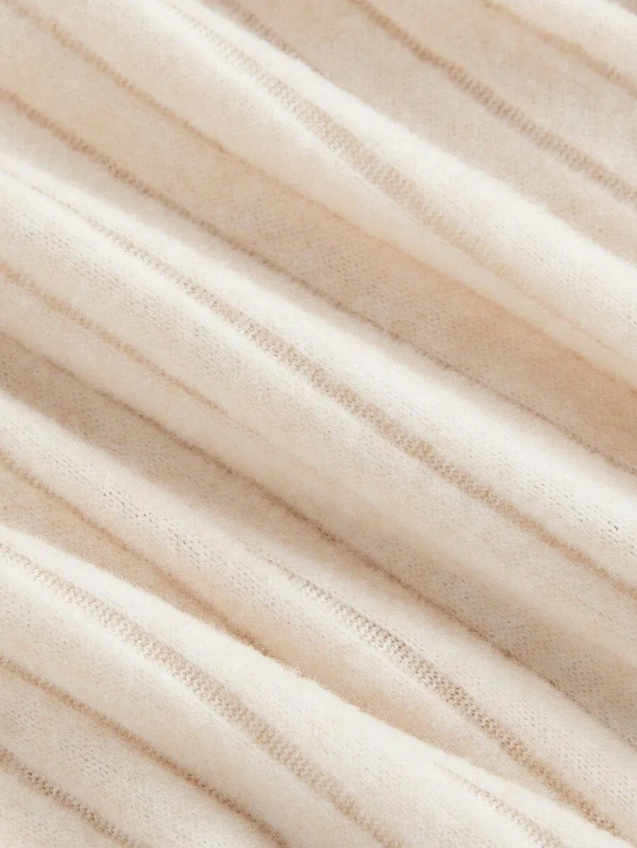 Beige Ribbed High Waist Wide Leg Pants Minimalist FashionCasual Everyday WearPants WomenCargo