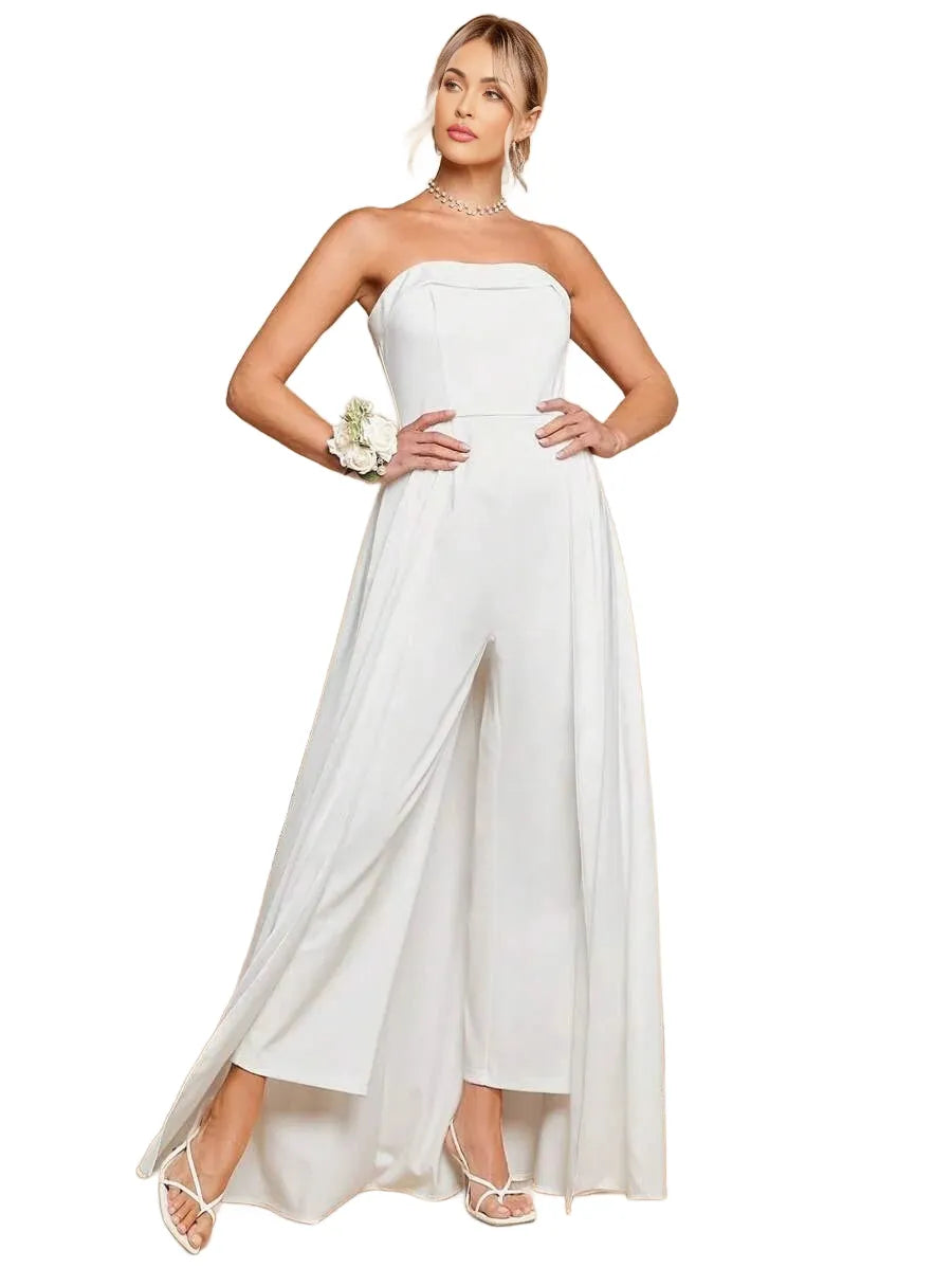 Belle Solid Tube Overlay Jumpsuit