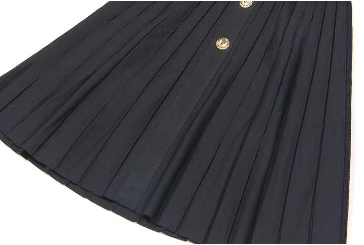 Black A-line Dress with Gold Accents