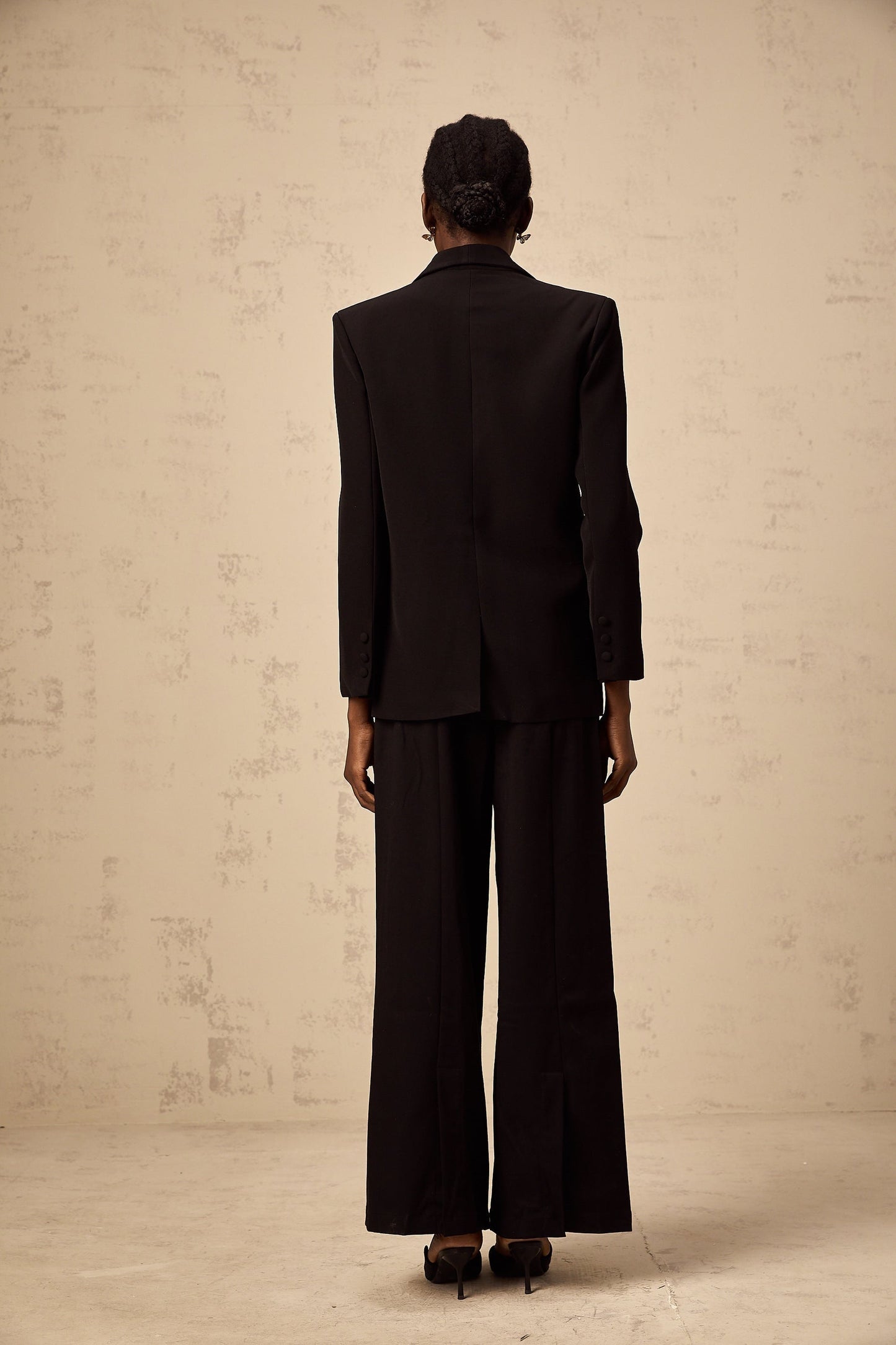 Black blazer with crystal lightning design embellishment