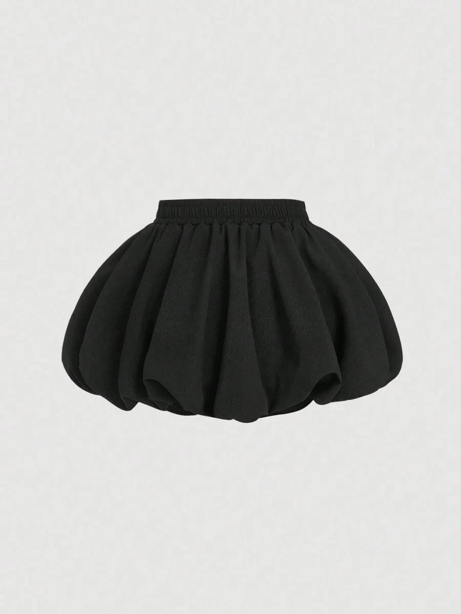 Black Bowknot Trim Floral Bubble Hem SkirtLined Pants Low WaistDate Night Outfits WomenGoing Out