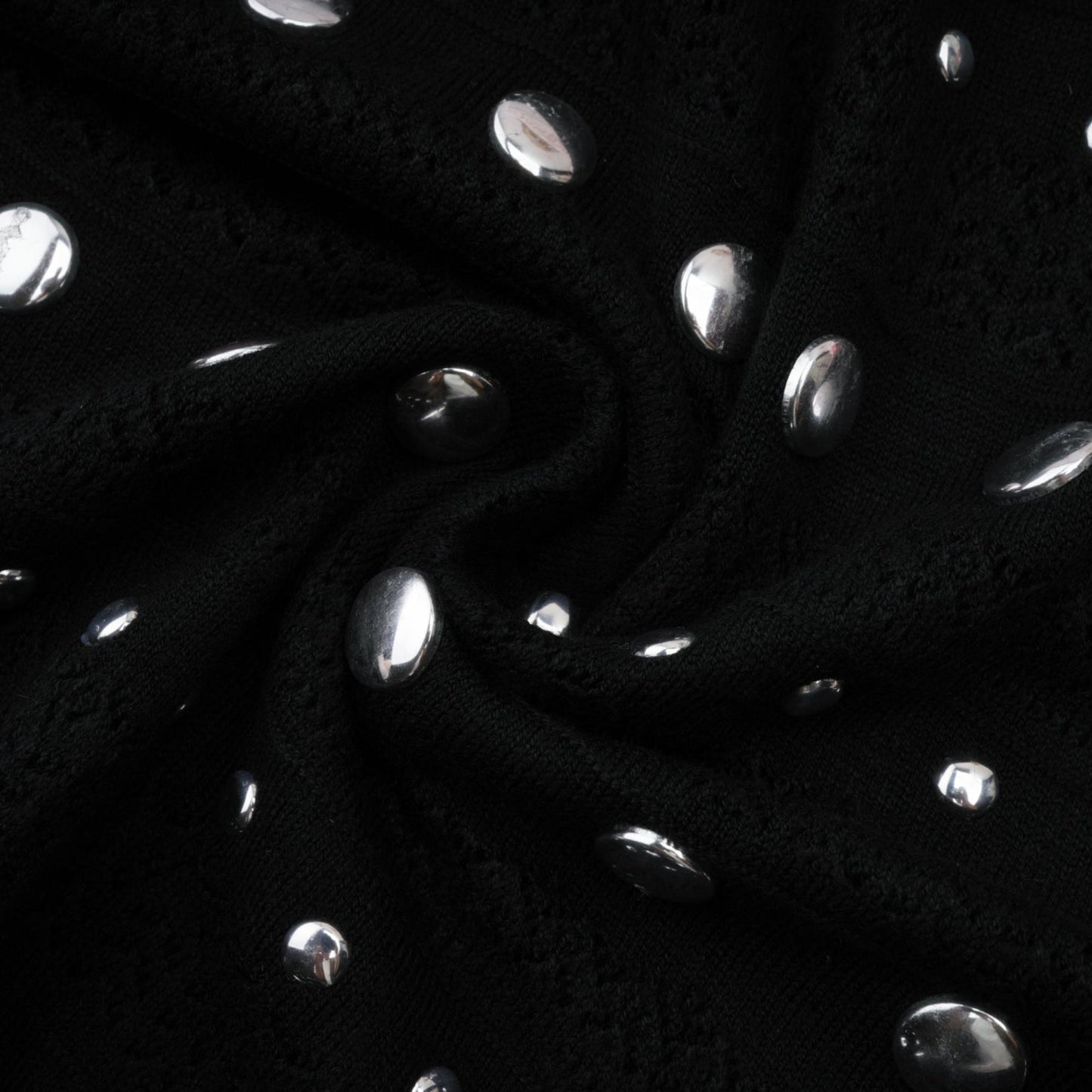 Black crochet knit maxi dress with studded details by Chloe