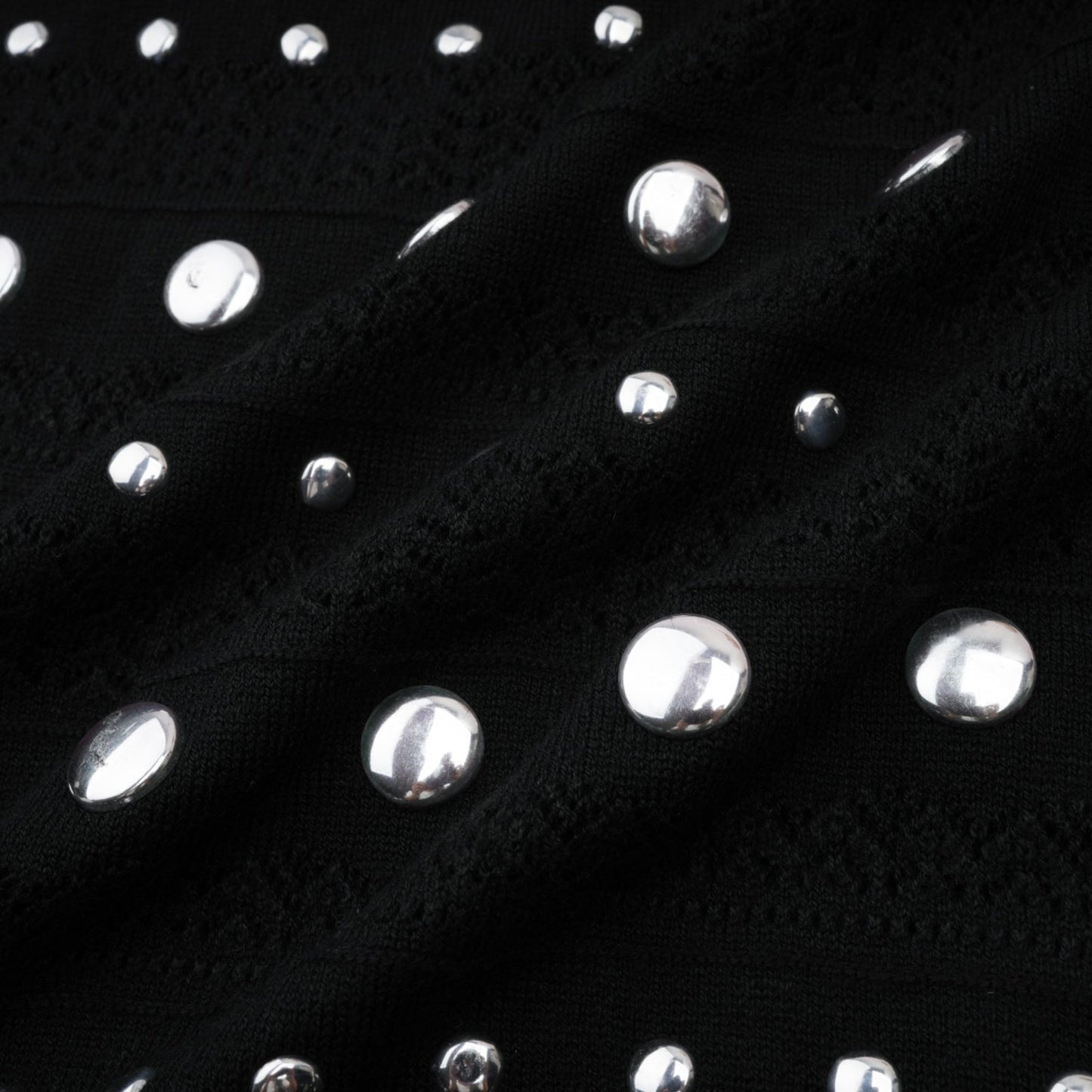 Black crochet knit maxi dress with studs by Chloe