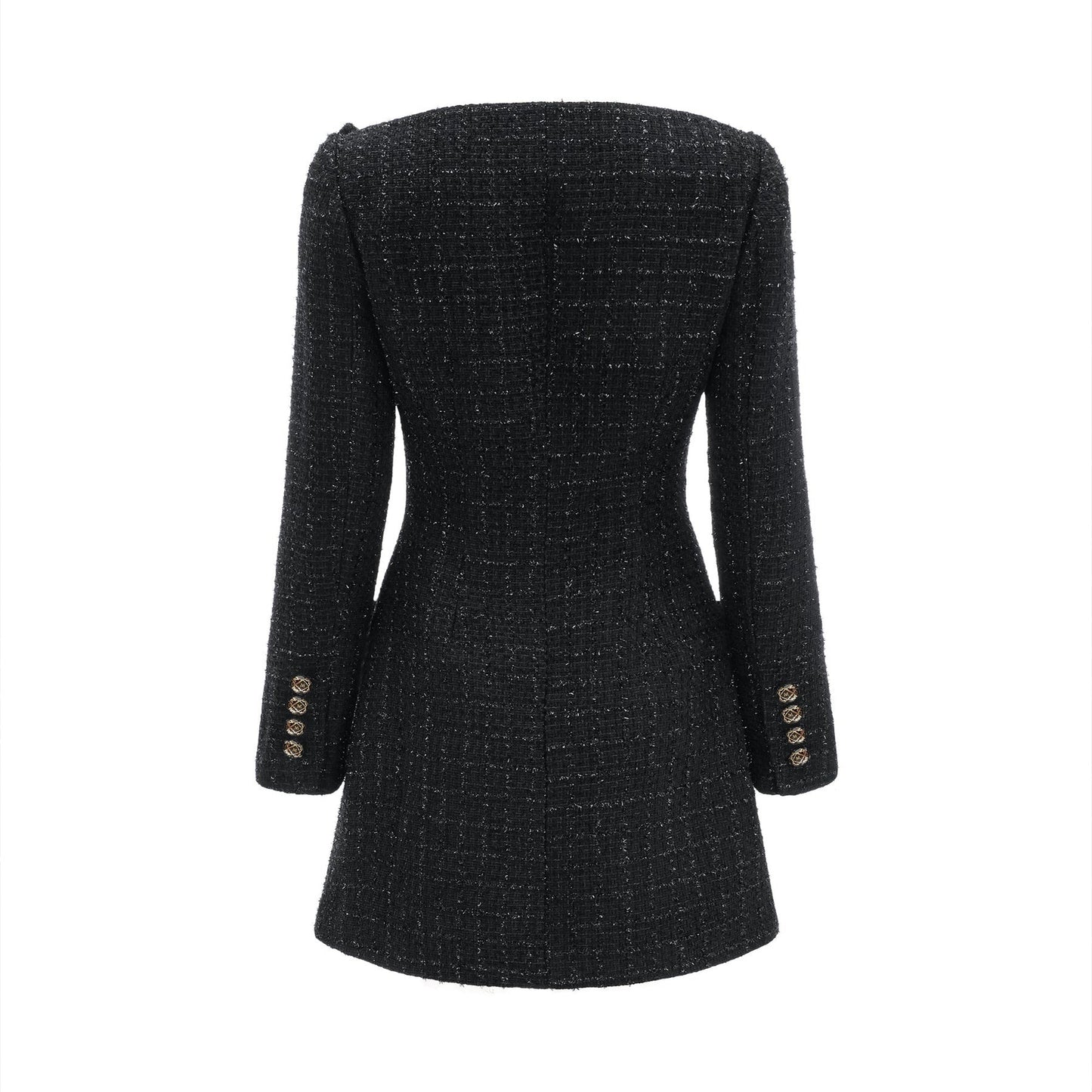 Black doublebreasted coat dress named Erin