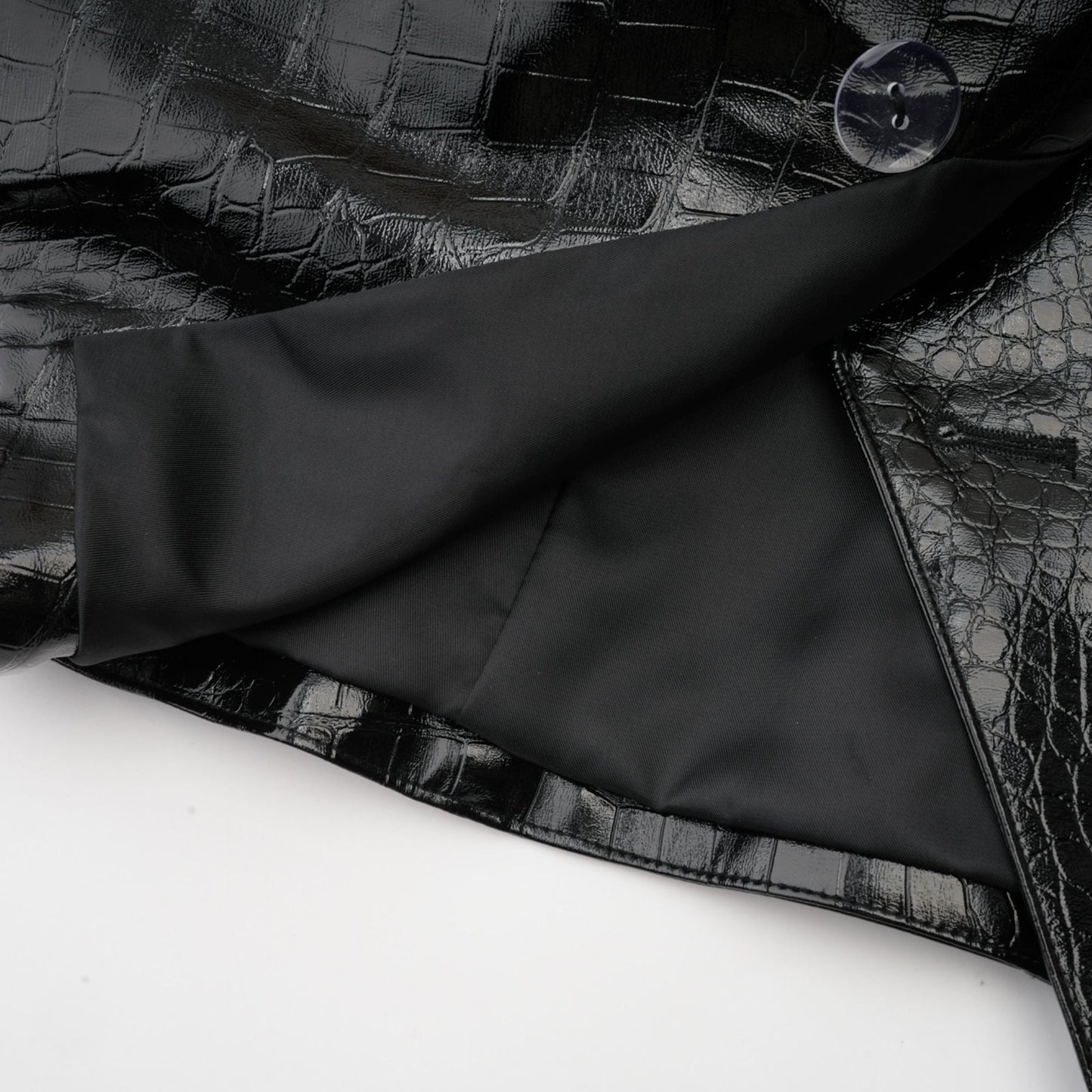 Black leather jacket with cinched waist design called Elodie