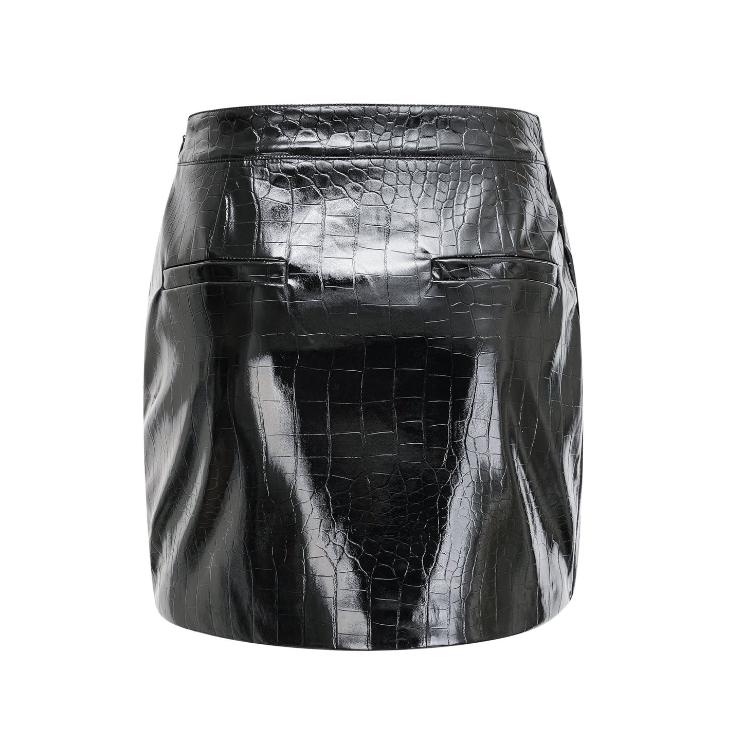 Black pleated dress with faux leather feel stylish buckle detail and thighlength cut Made of 100% premium polyester