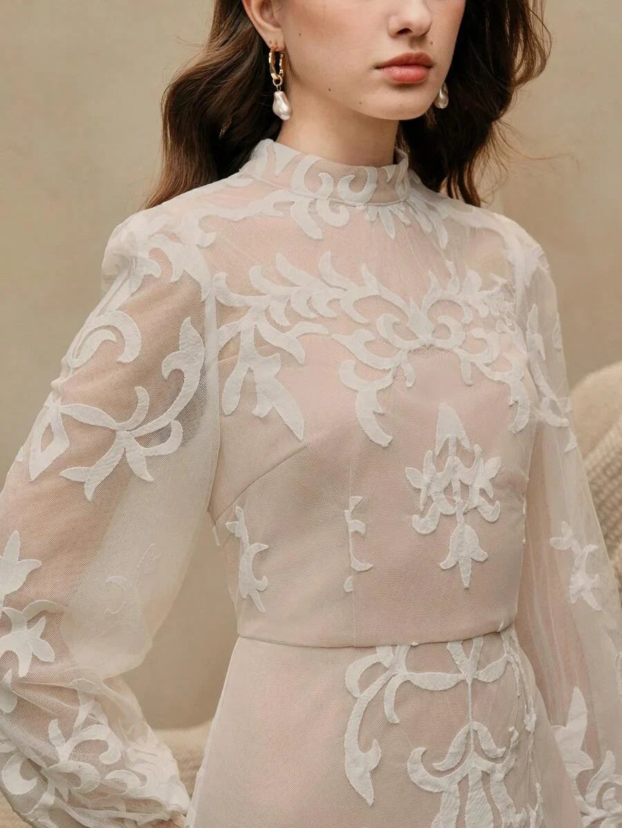 Black Vintage Elegant Lace MidLength Dress For Women SpringSummer