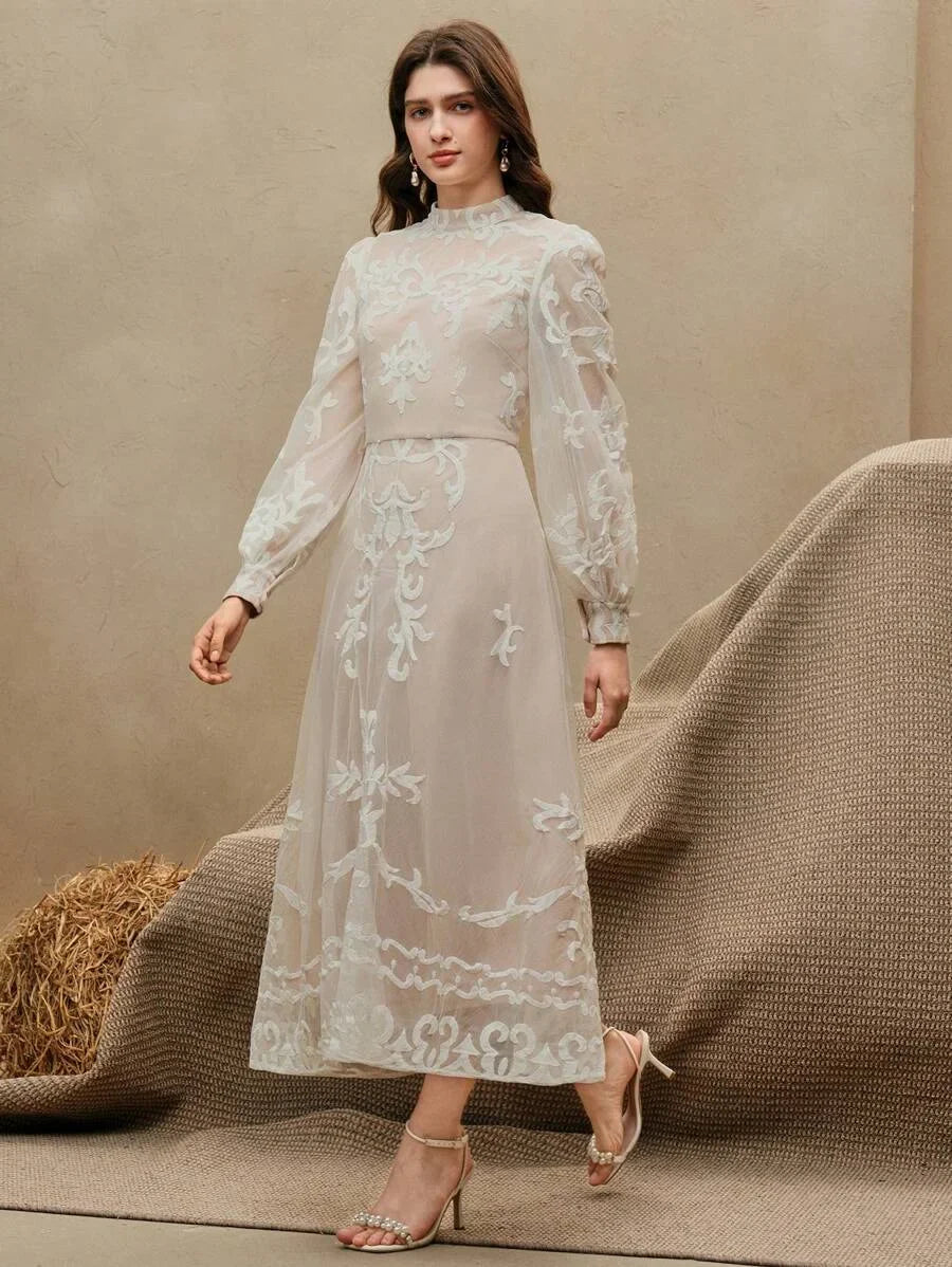 Black Vintage Elegant Lace MidLength Dress For Women SpringSummer