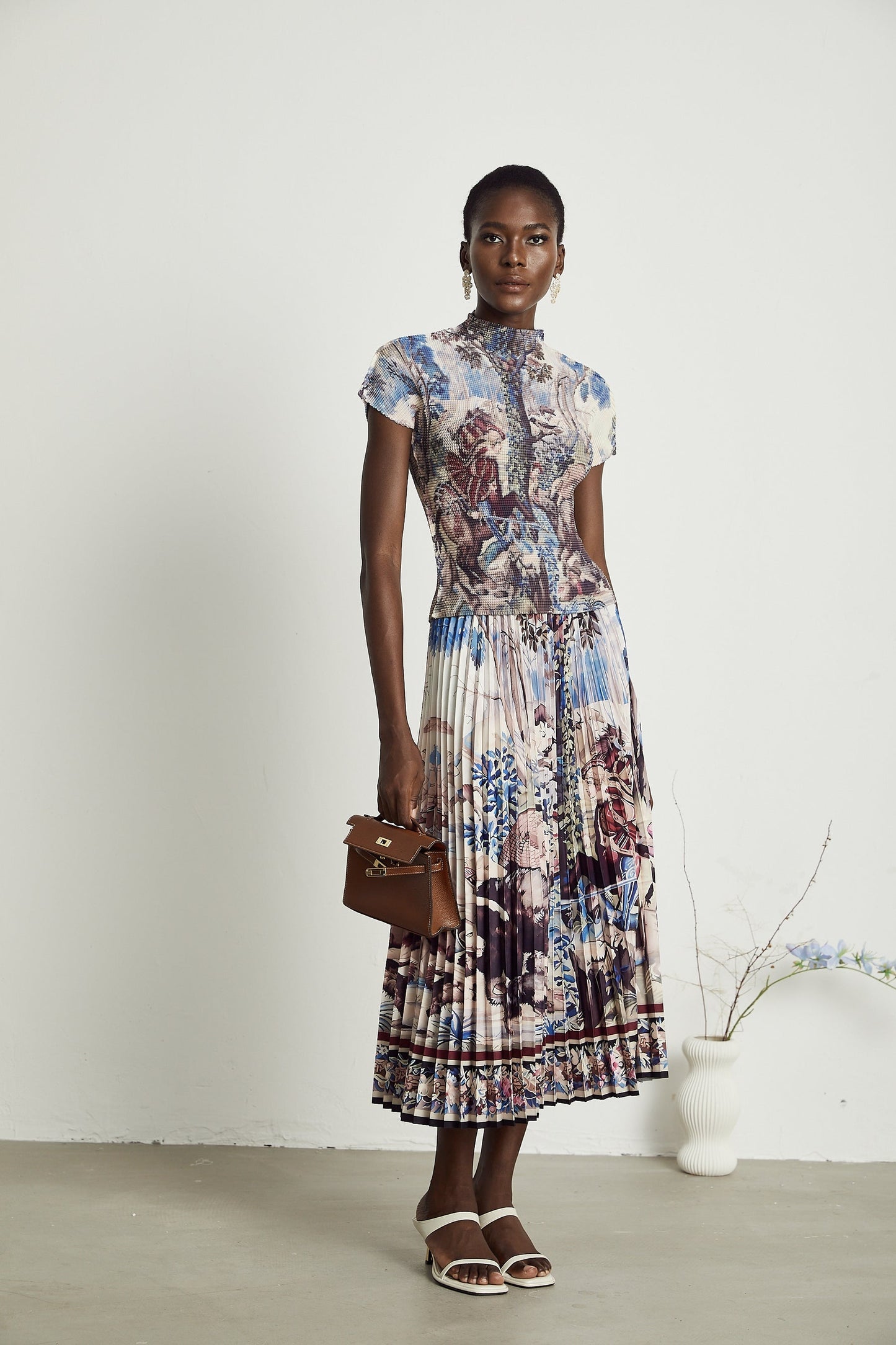 Blanche floralprint pleated top skirt matching set