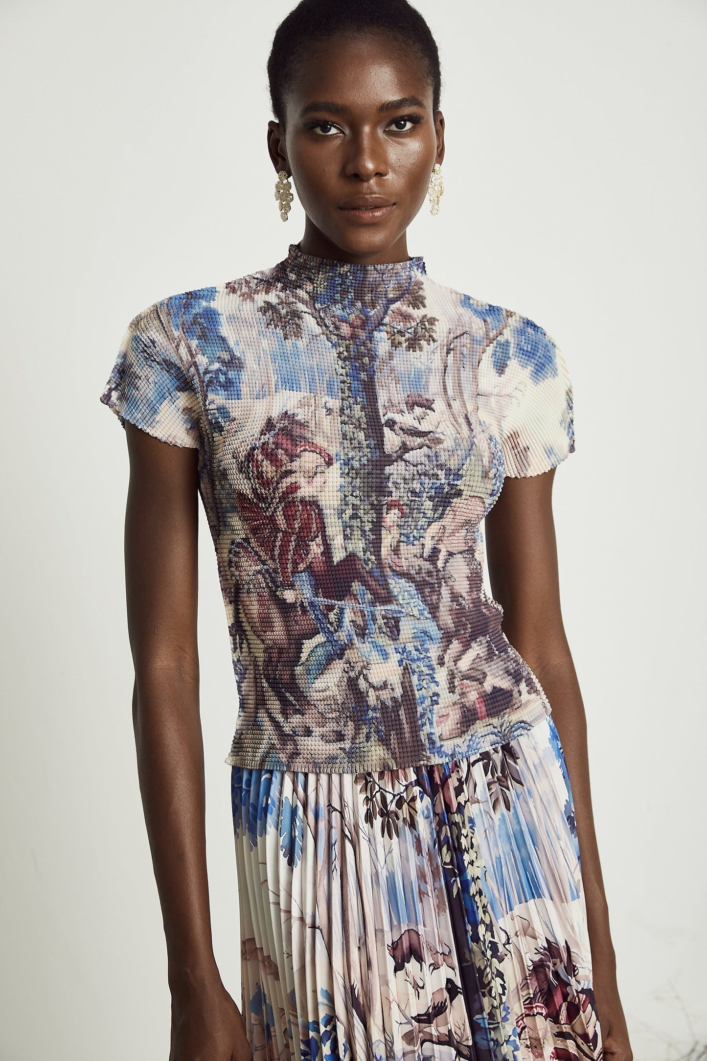 Blanche floralprint pleated top skirt matching set