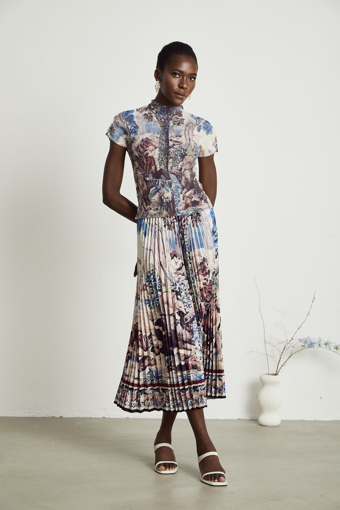 Blanche floralprint pleated top skirt matching set