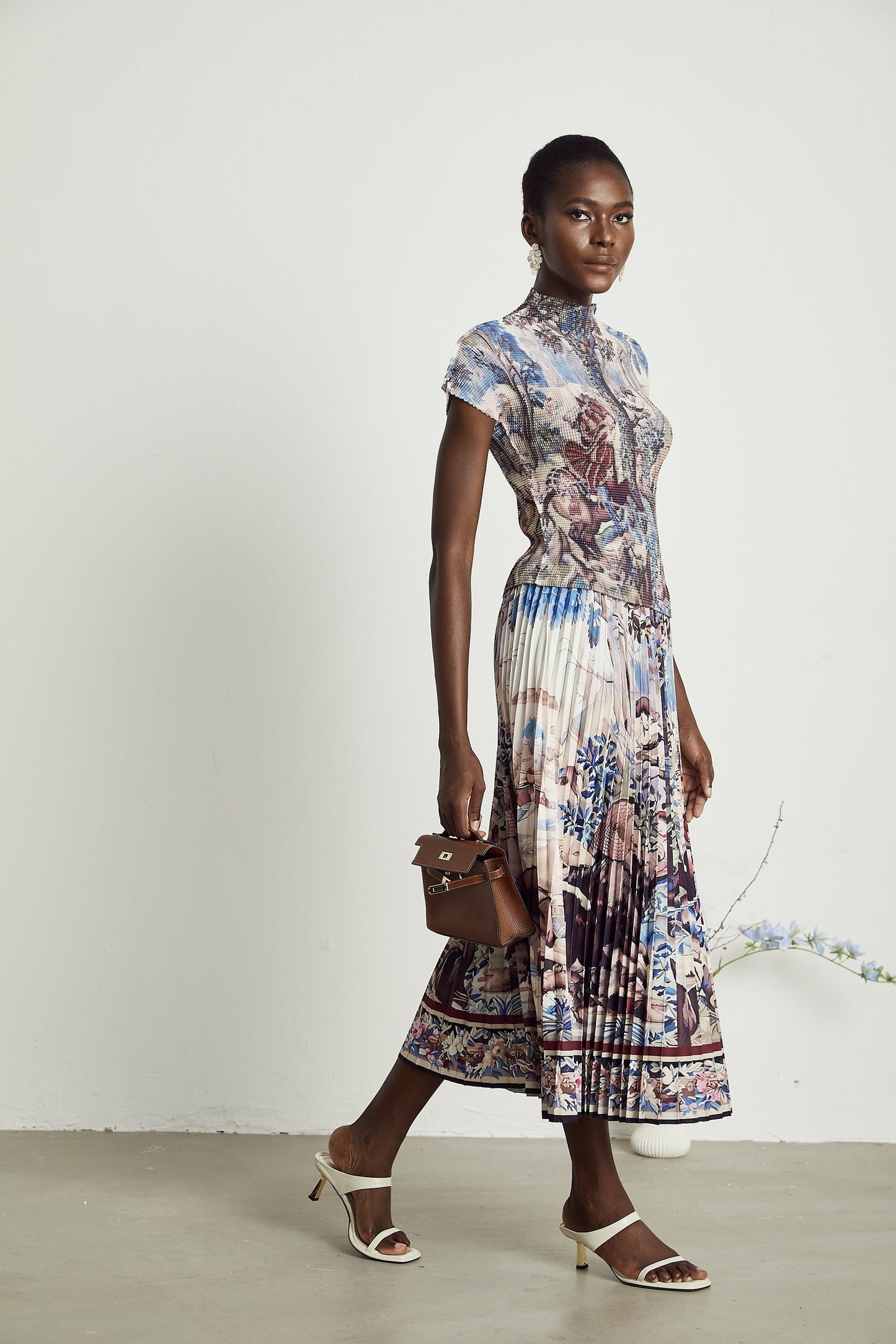 Blanche floralprint pleated top skirt matching set