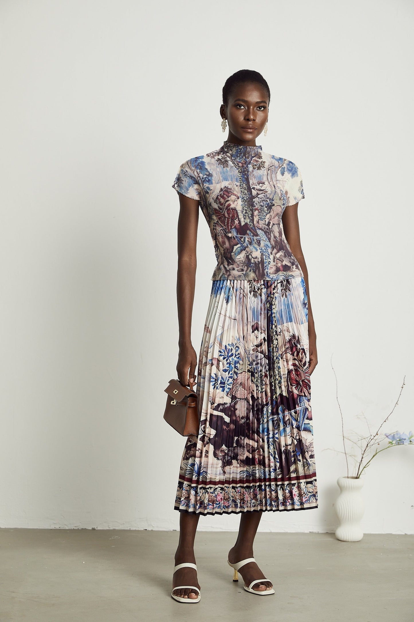 Blanche floralprint pleated top skirt matching set