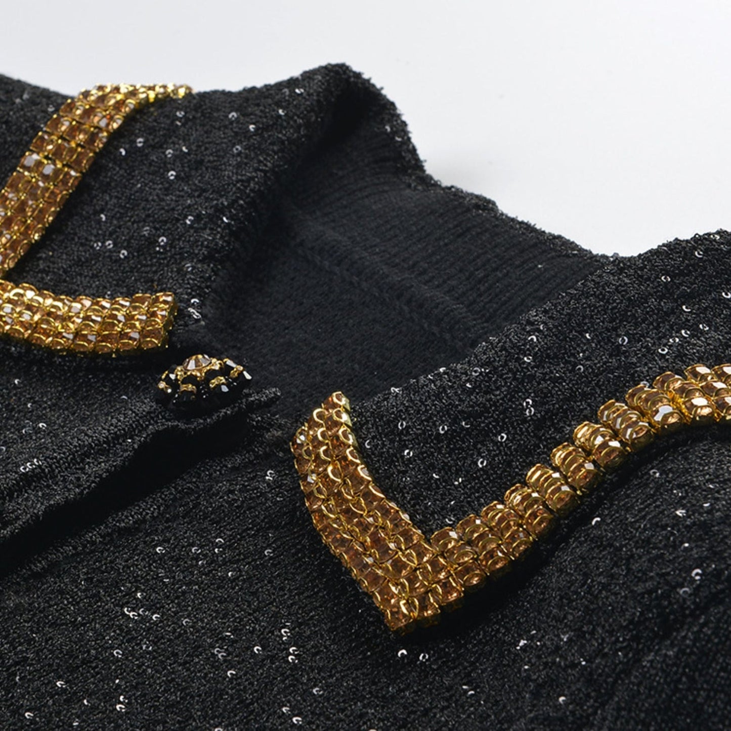 Blandine black sequin jacket skirt matching set