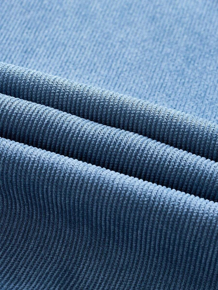 Blue Baggy Spring Break High Waist Button Detail Straight Leg Pants