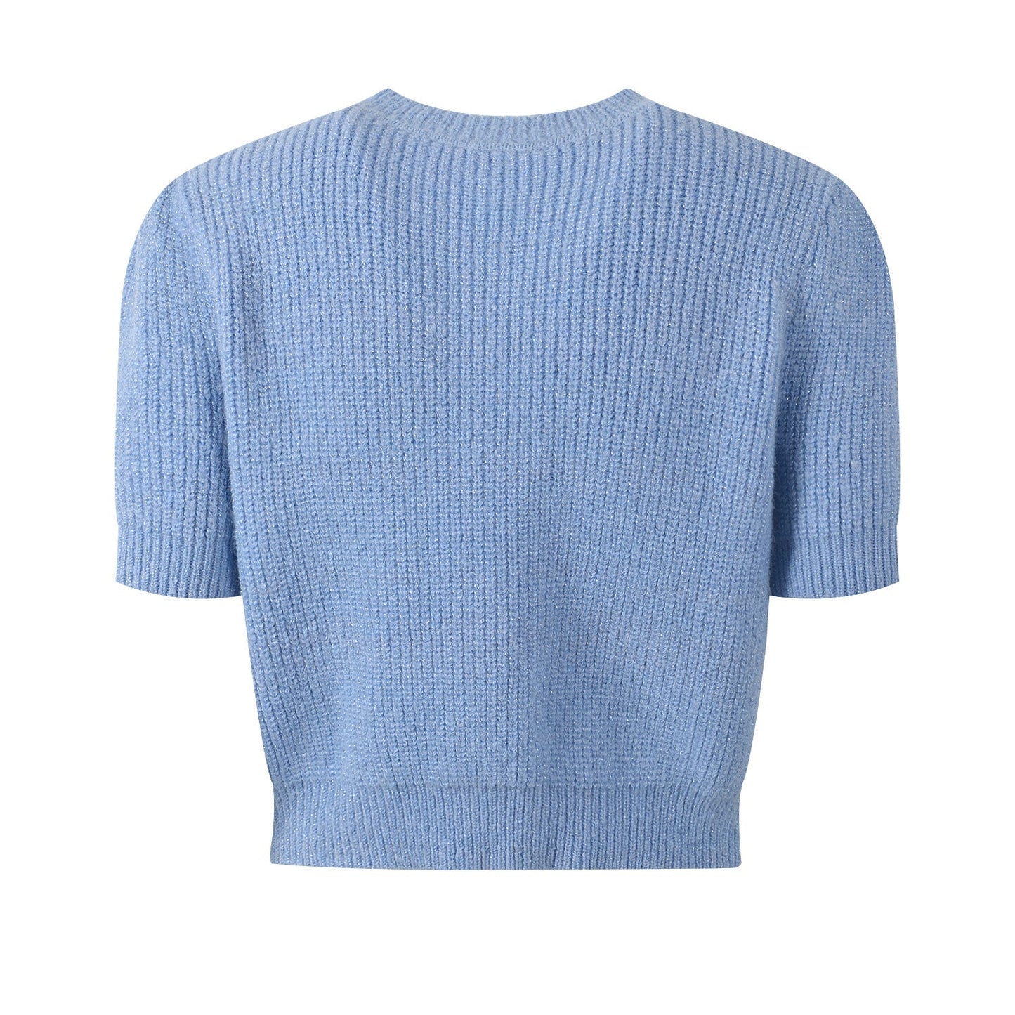 Blue Cropped Cardigan and Pencil Skirt Ensemble in Soft Pastel Blue