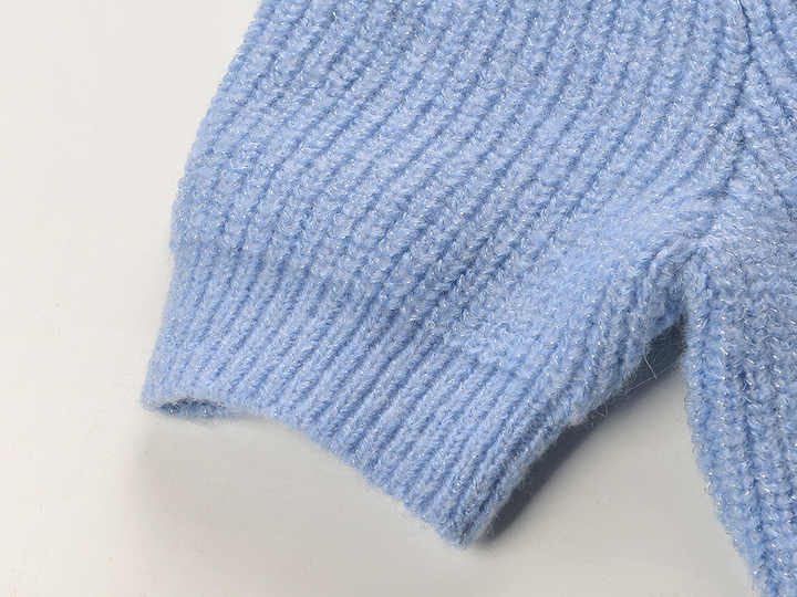 Blue Cropped Cardigan and Pencil Skirt Ensemble in Soft Pastel Hue