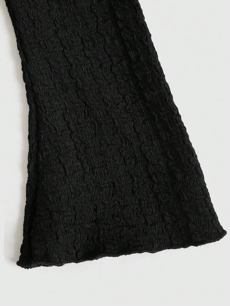 Bubble Wrinkled Lace Patchwork Bodycon Dress Maxi Women Outfit