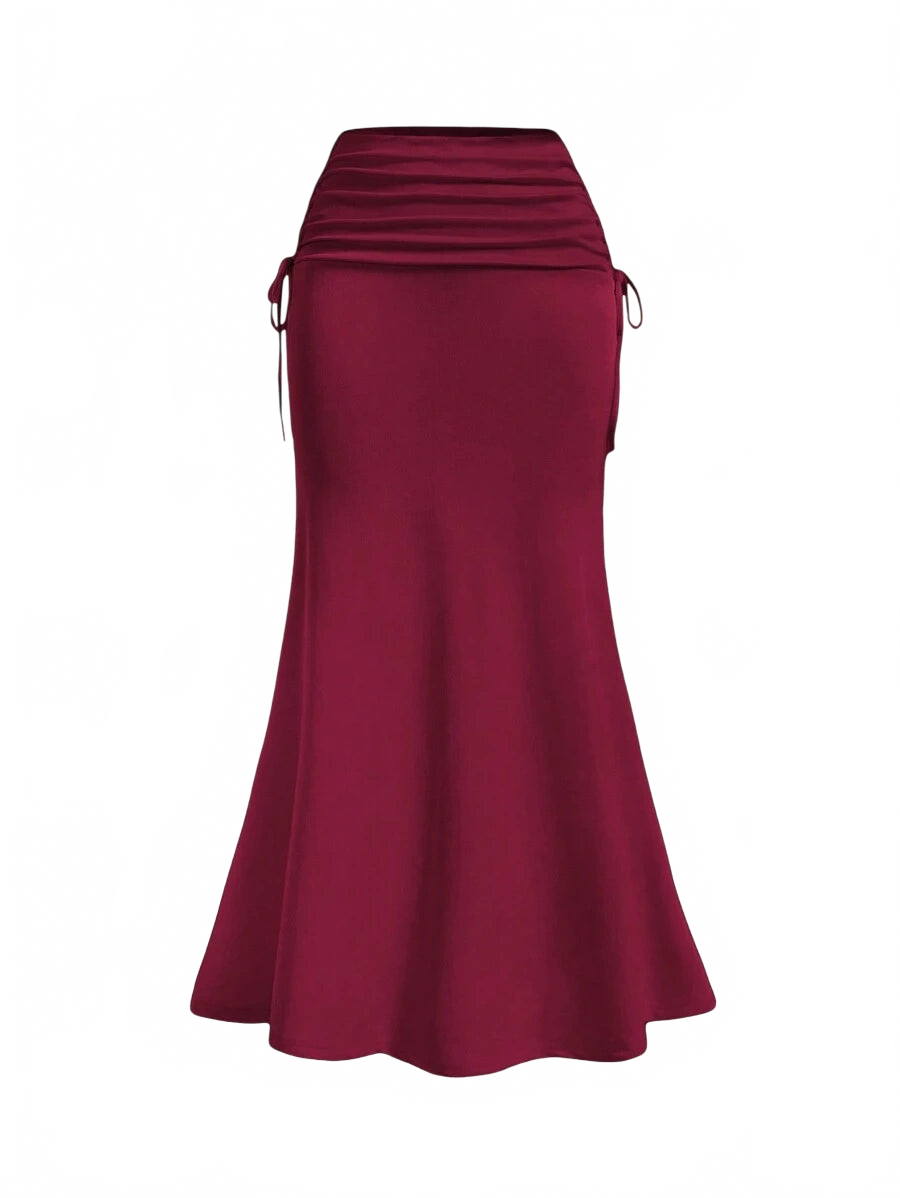 Ippolita Flowy Skirt with Side Ties in Burgundy