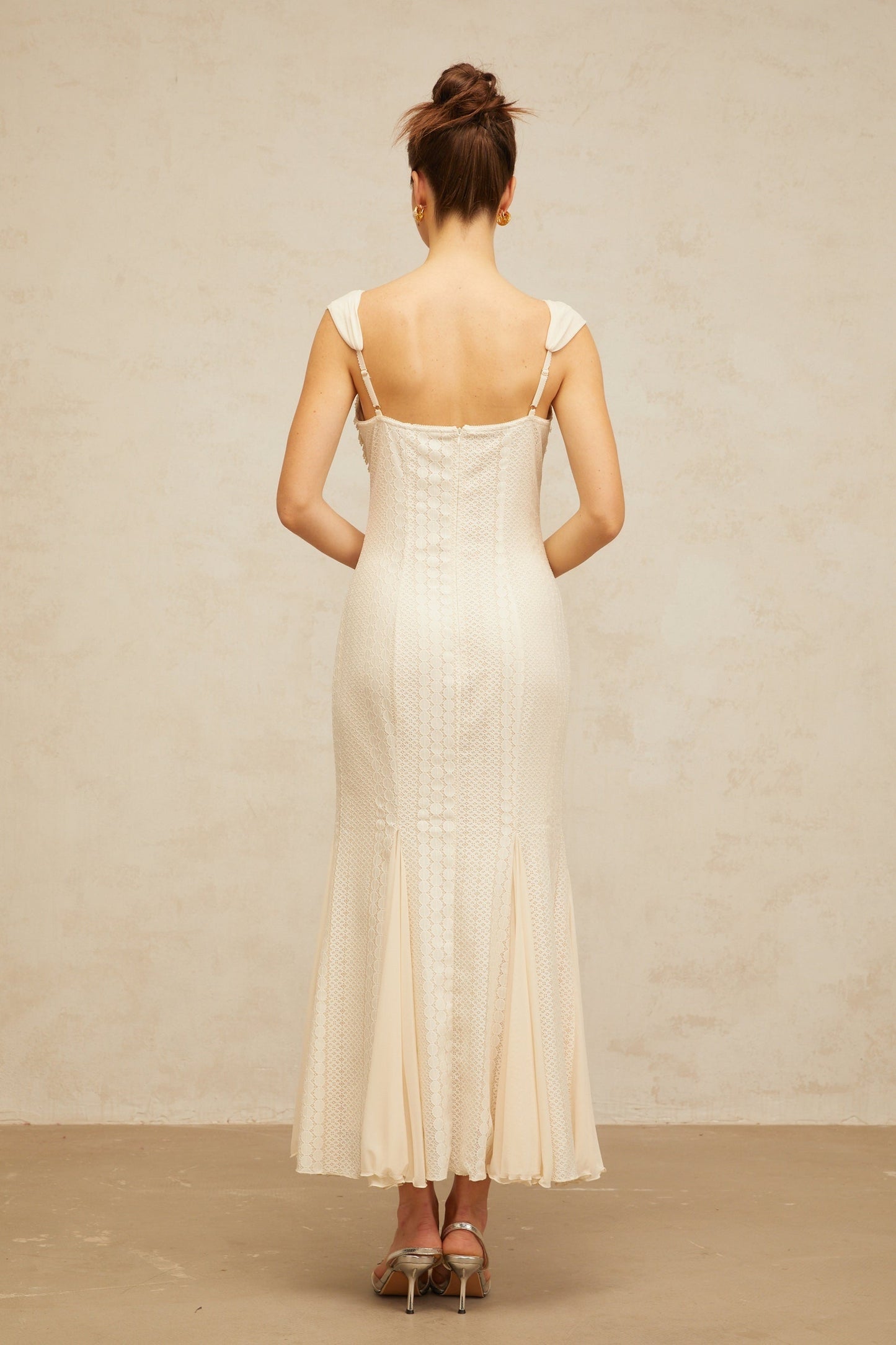 Calliopée creamwhite embellished flared maxi dress