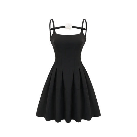 Angelica Mini Dress Camellia Pleated Open Back Chic - modified image