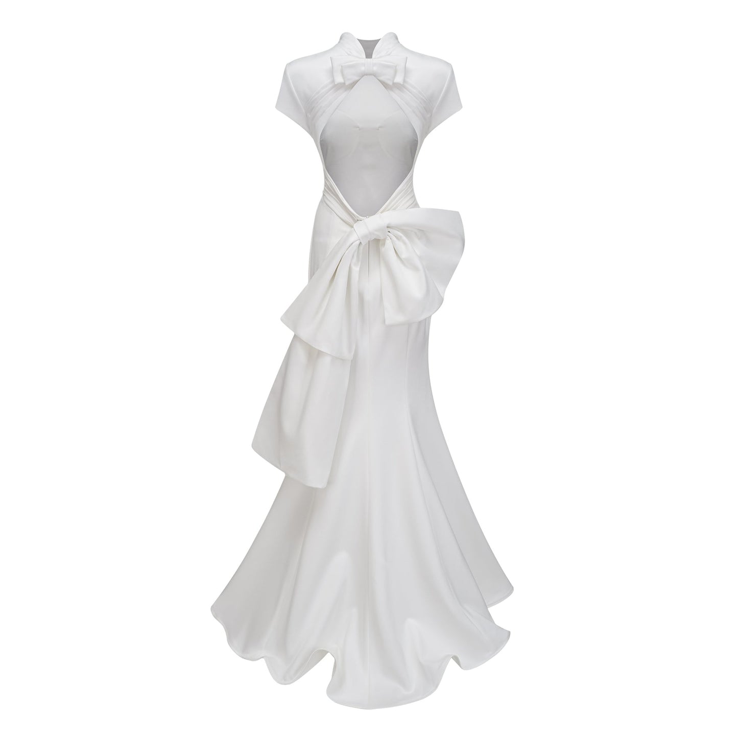 Camille White Statement Bow Mermaid Maxi Dress