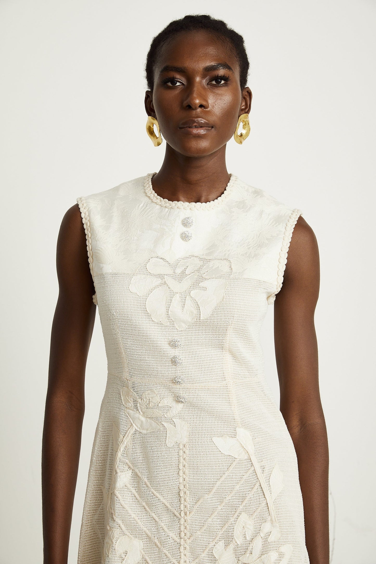 Capucine beadembellished jacquard sleeveless mini dress