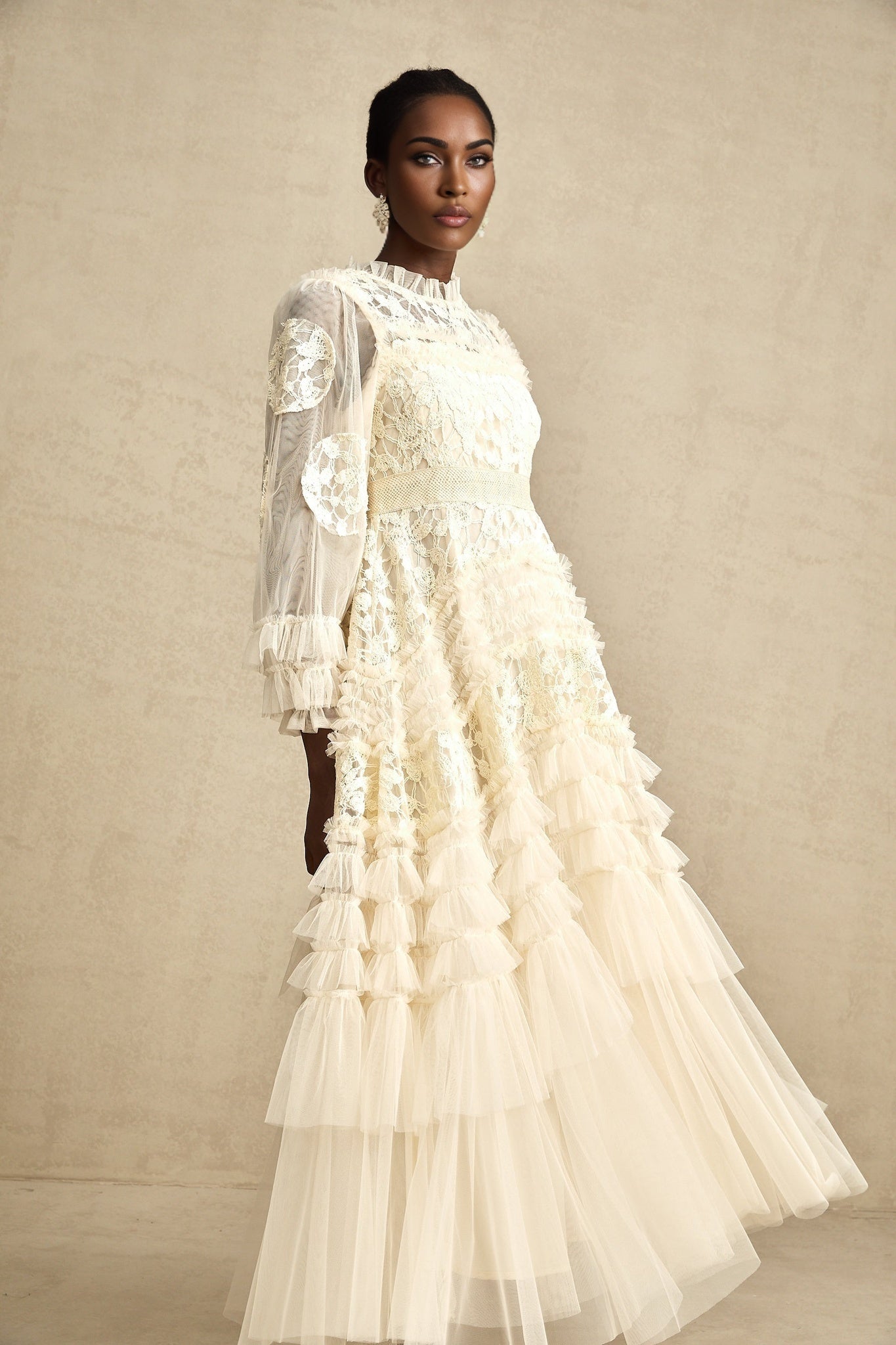 Capucine floralembroidered layered tulle maxi dress